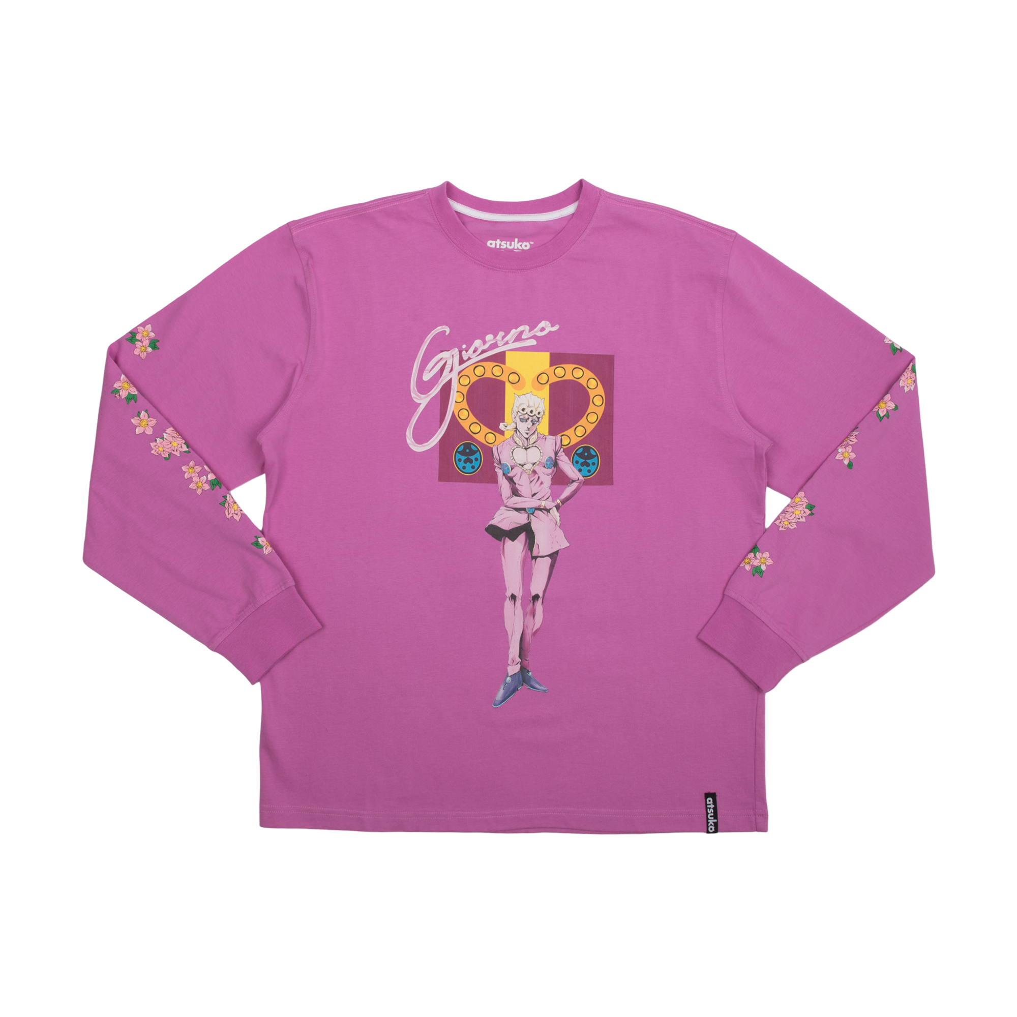 Jojo Bizarre Adventure Golden Wind Giorno Floral Pink Long Sleeve