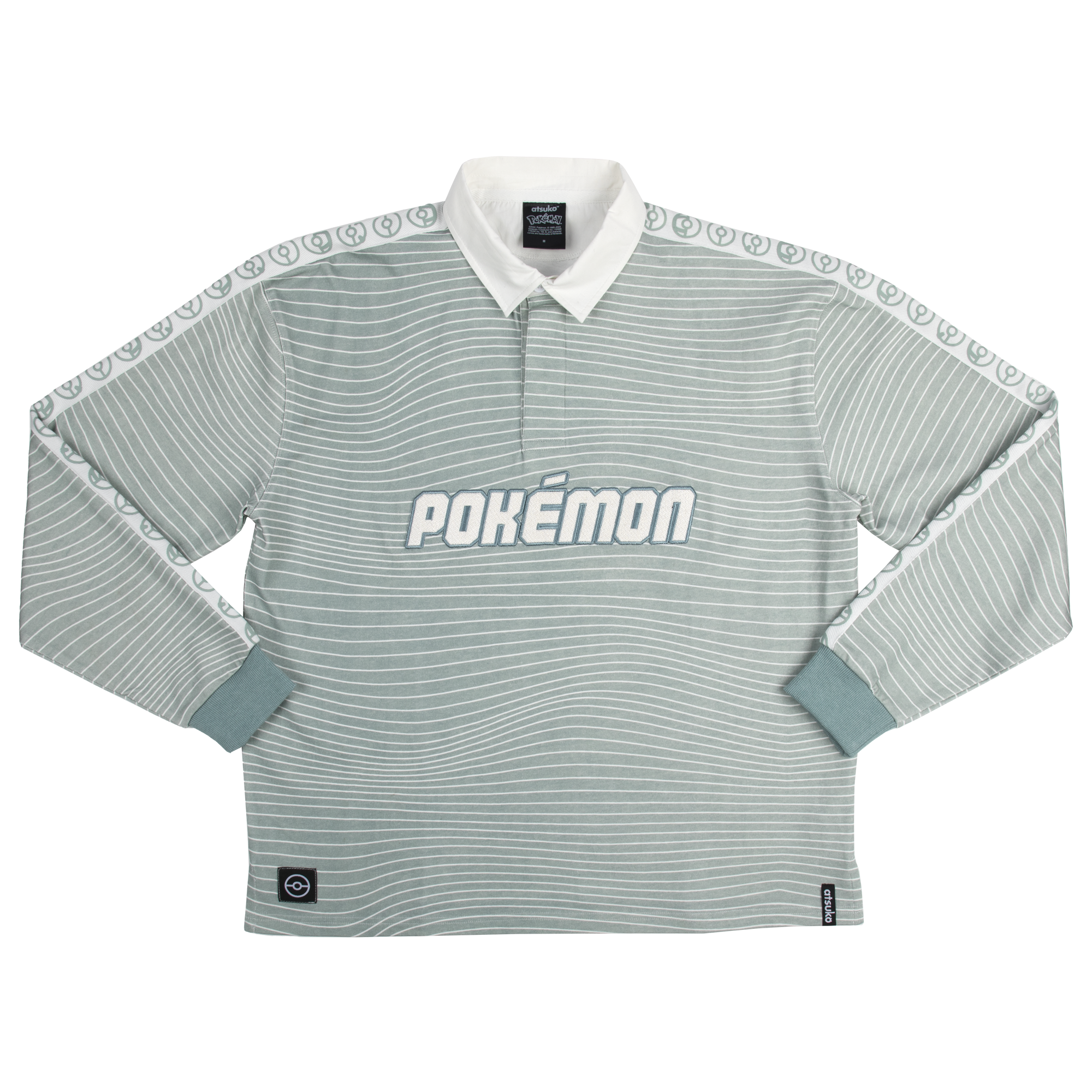 Logo Striped Silver Blue Rugby Shirt
