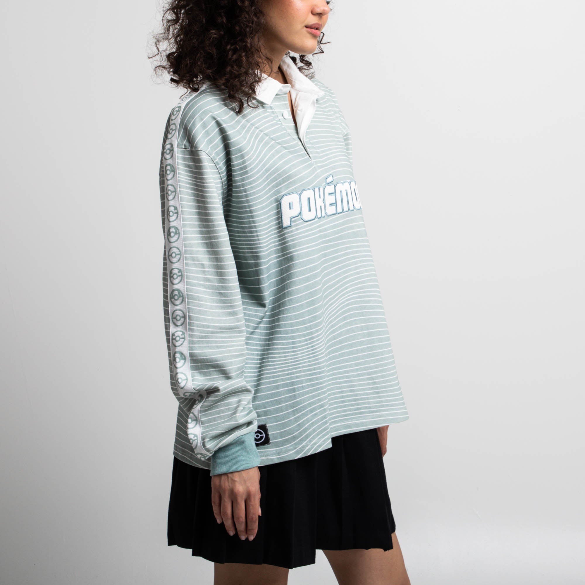 Logo Striped Silver Blue Rugby Shirt