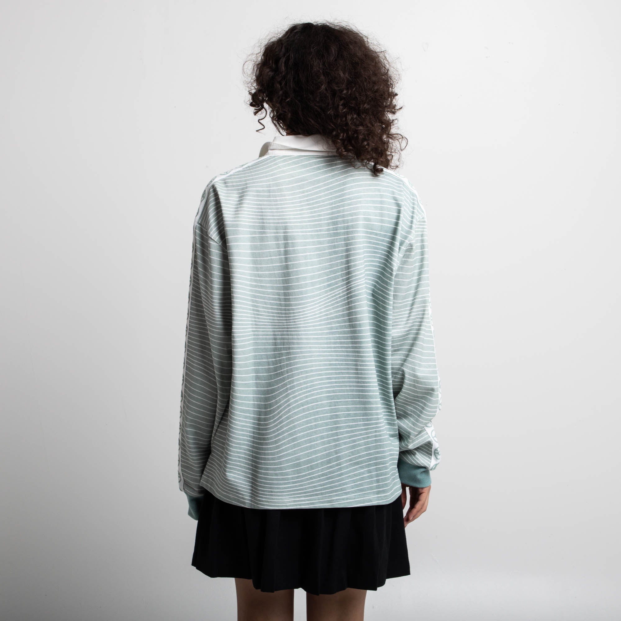 Logo Striped Silver Blue Rugby Shirt
