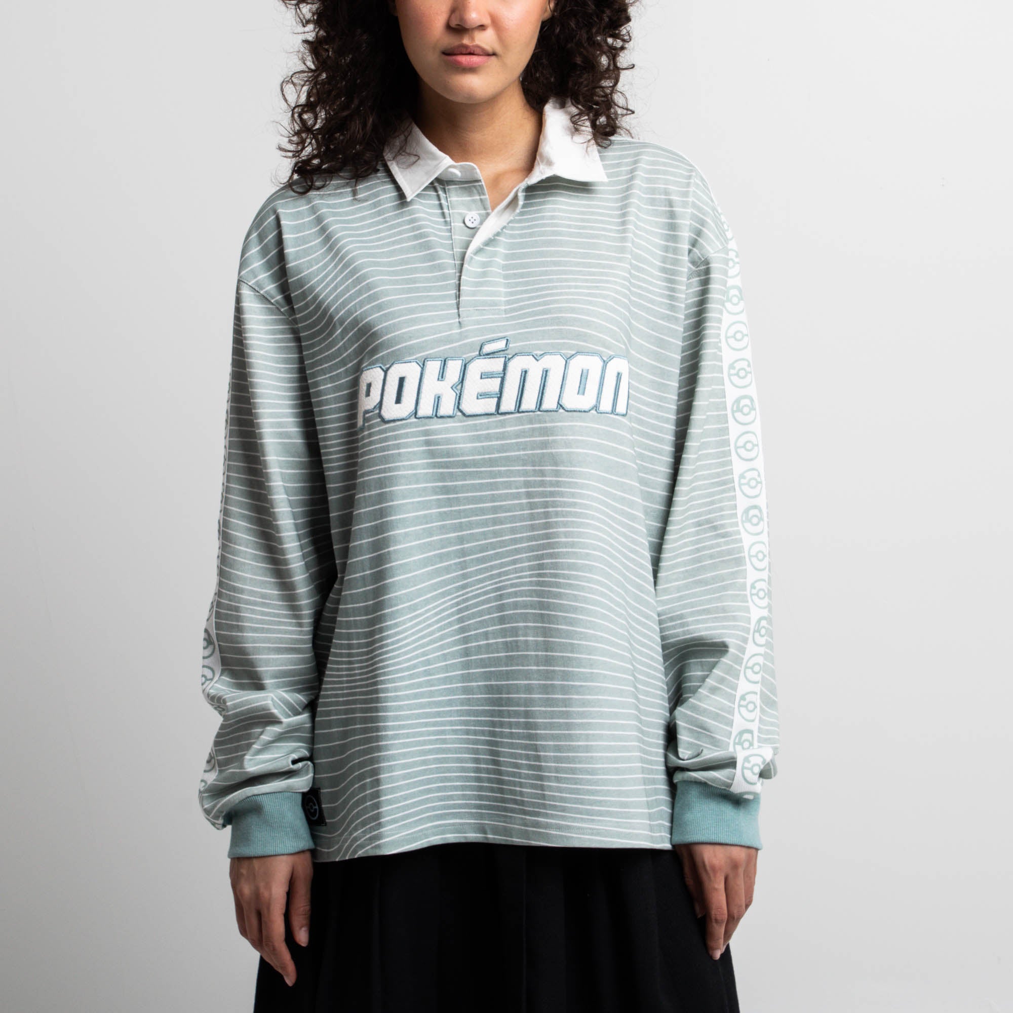 Logo Striped Silver Blue Rugby Shirt