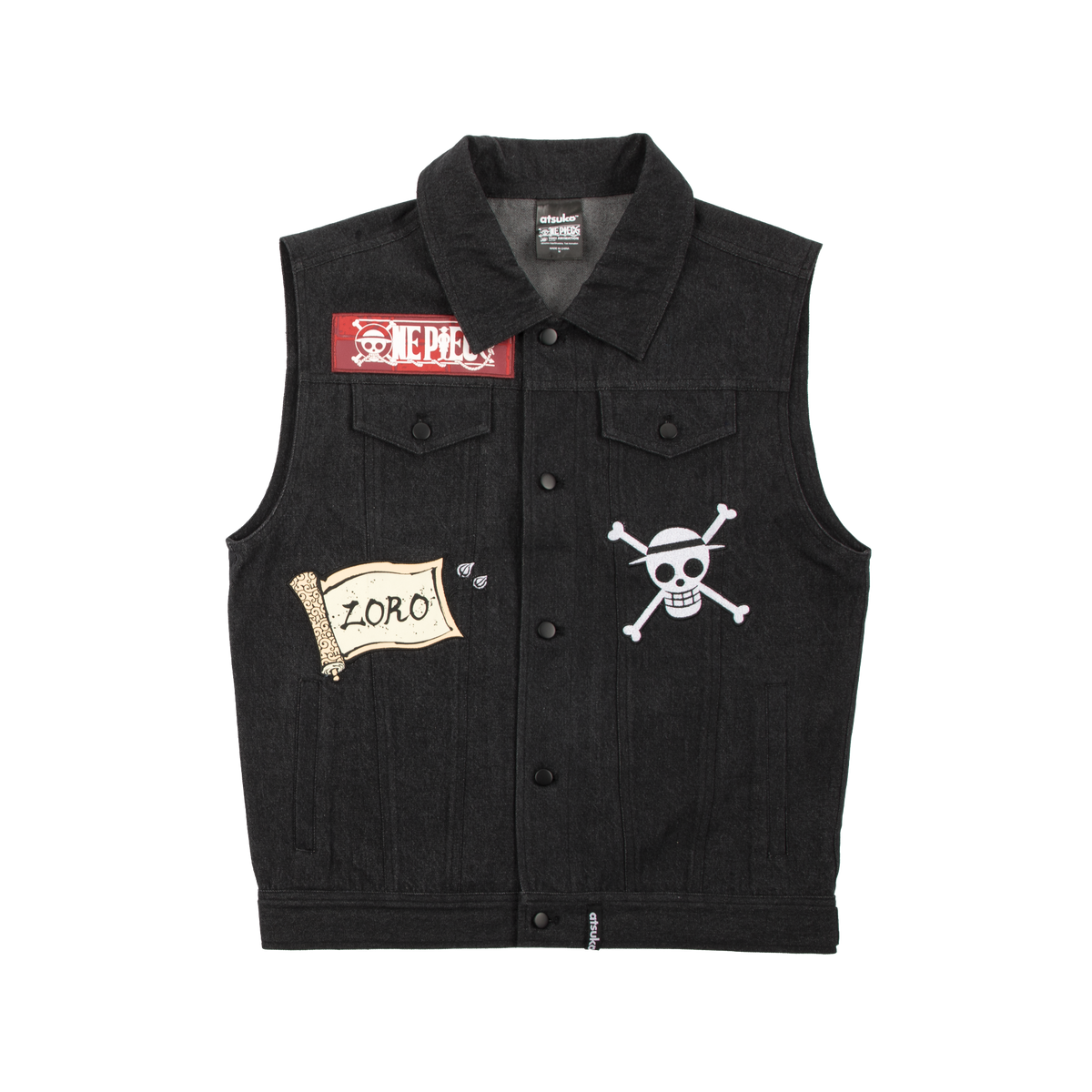 One Piece Roronoa Zoro Black Denim Vest | Official Apparel 