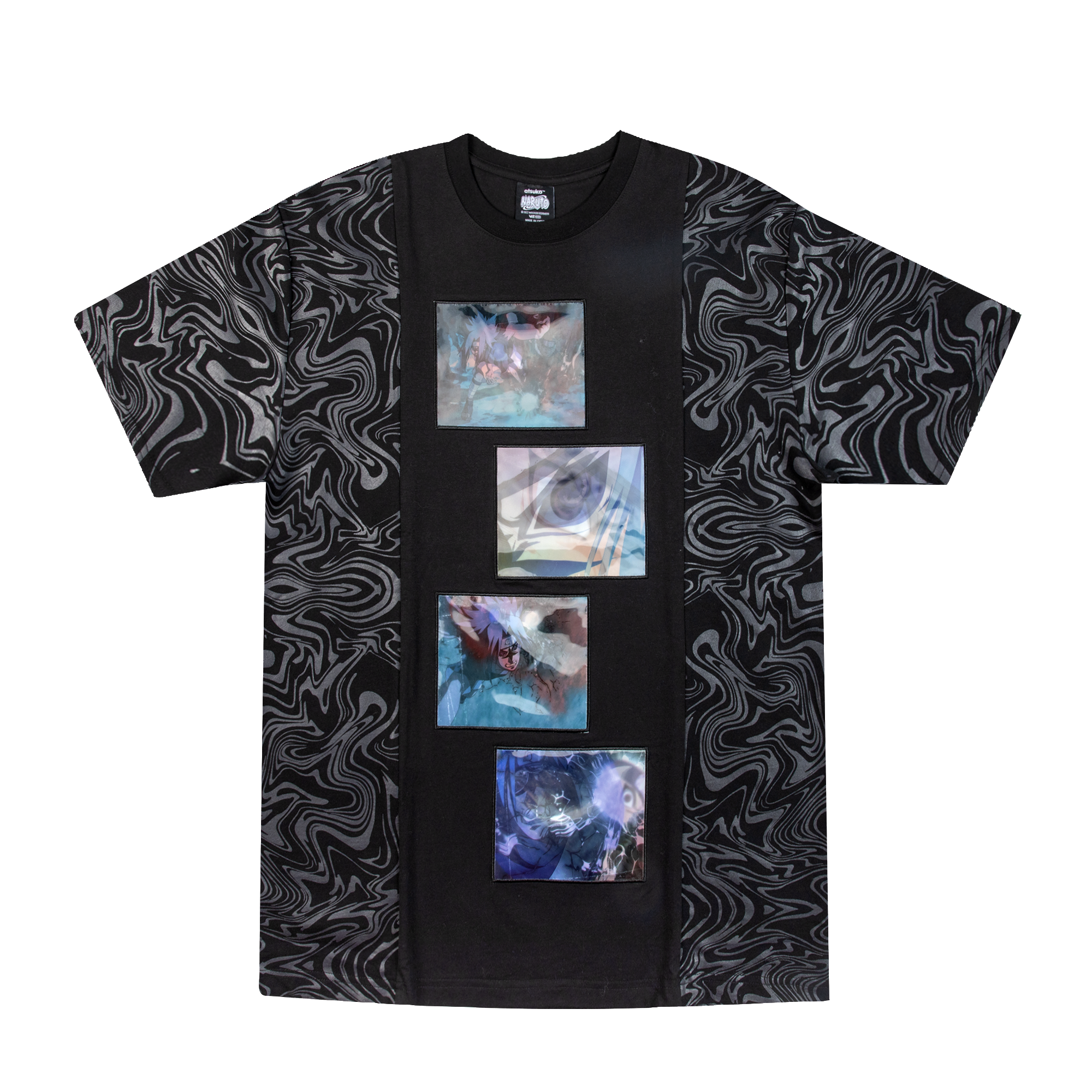Sasuke vs. Naruto Lenticular Fight Scene Black Tee