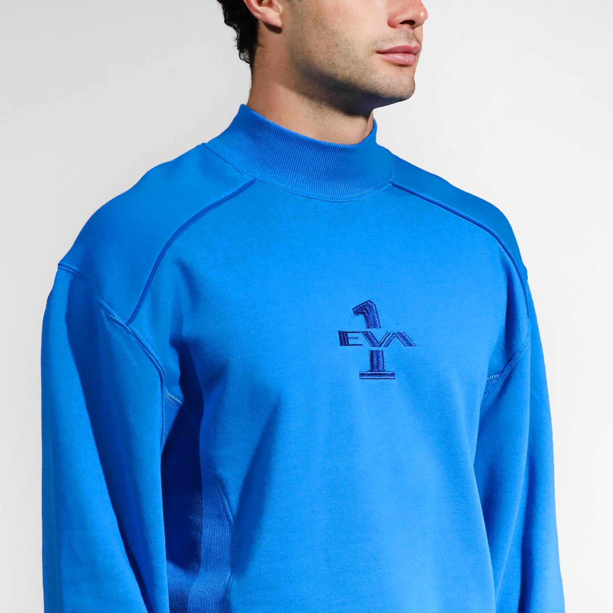 Shinji Ikari Blue Mock Neck Sweatshirt