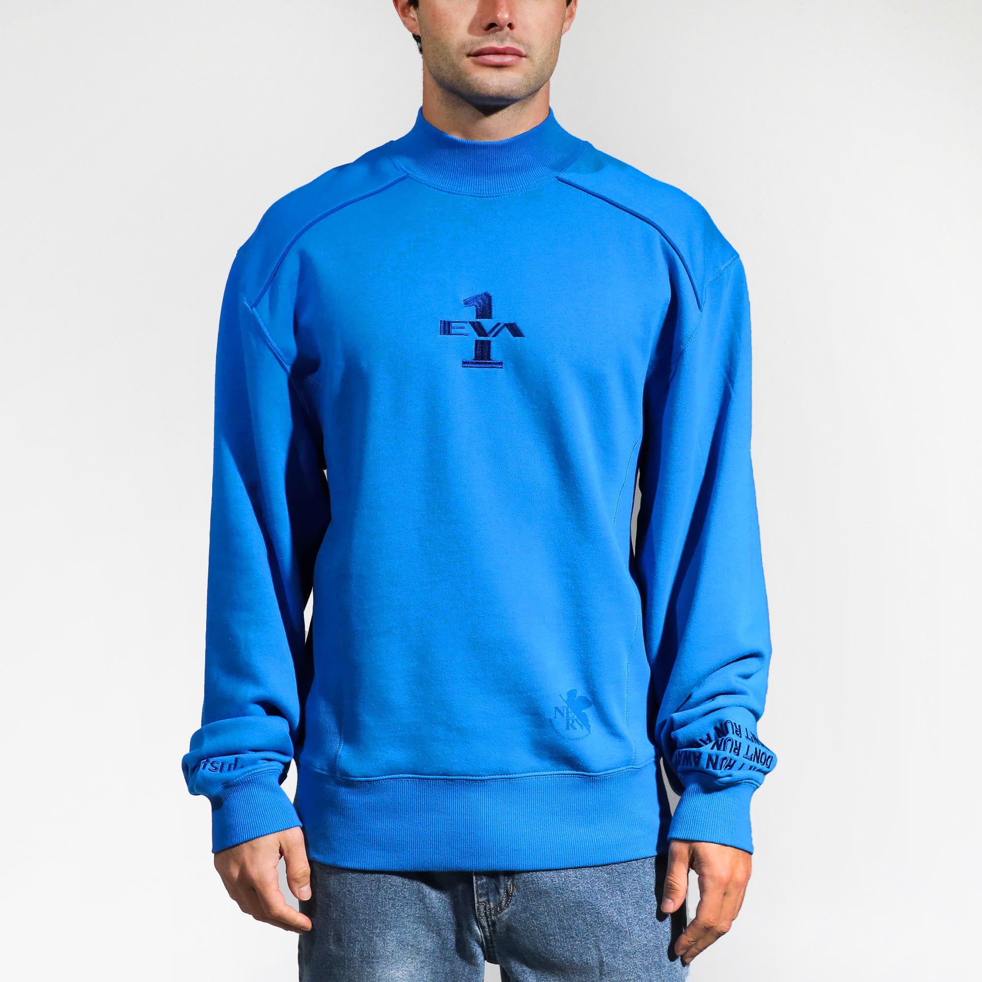 Shinji Ikari Blue Mock Neck Sweatshirt