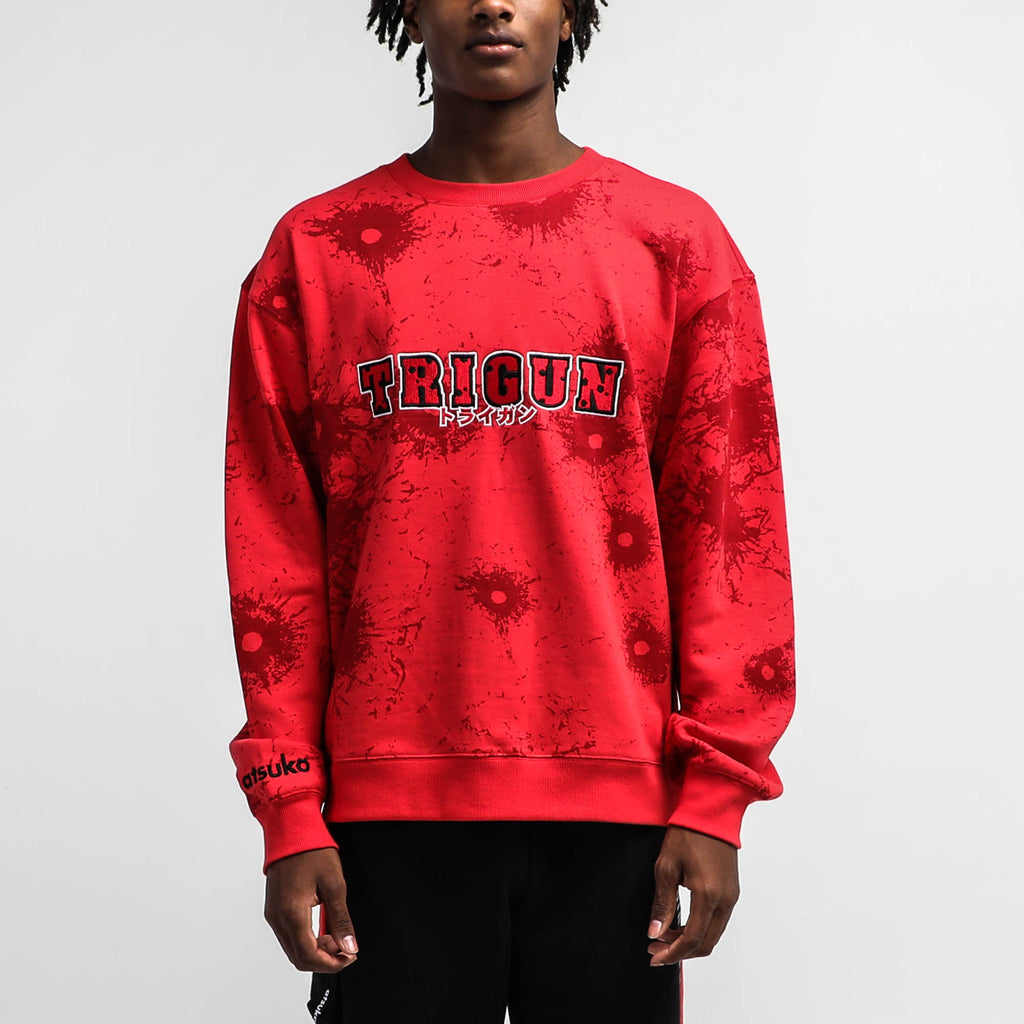 Trigun Shootout Red Crew Neck Sweatshirt | Official Apparel