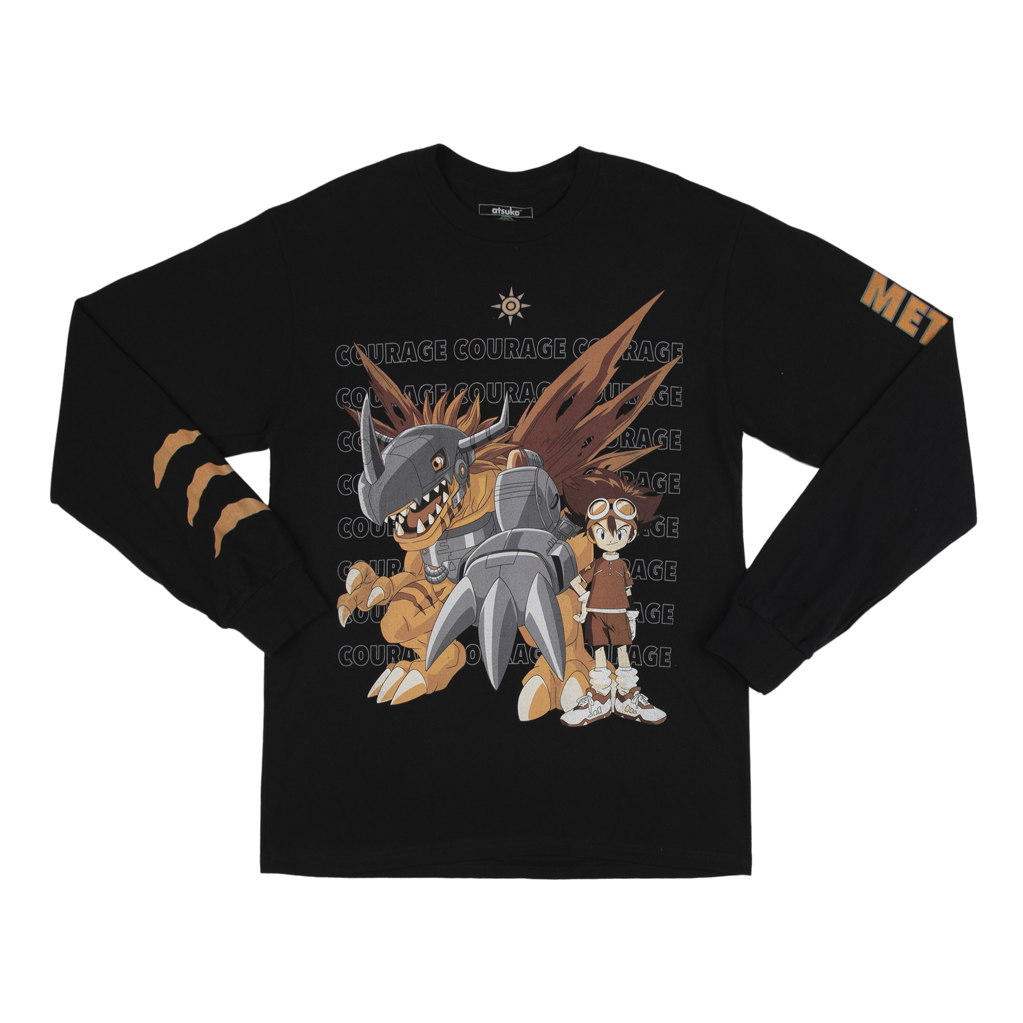 Metalgreymon and Tai Courage Black Long Sleeve