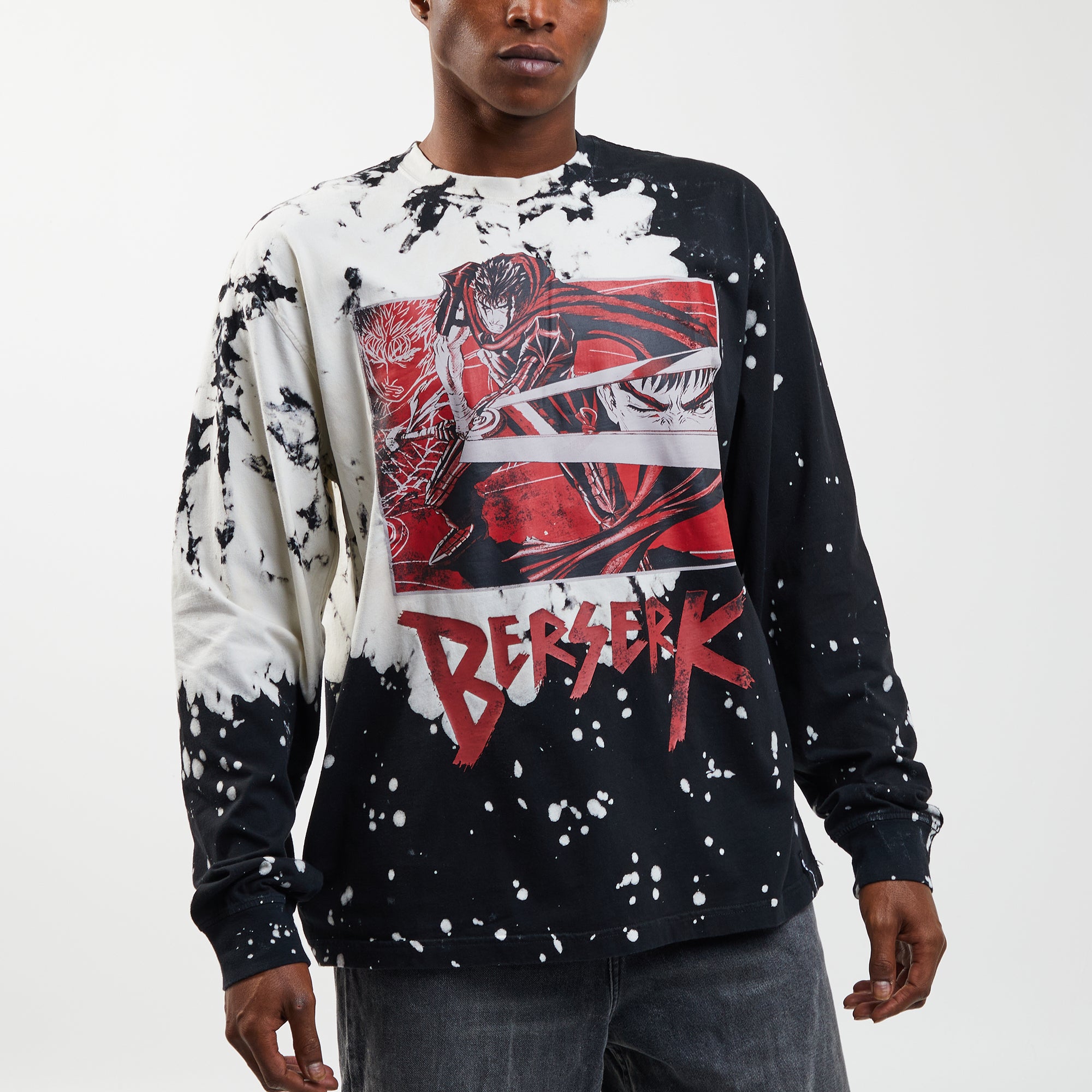 Bleach dye long sleeve shirt sale