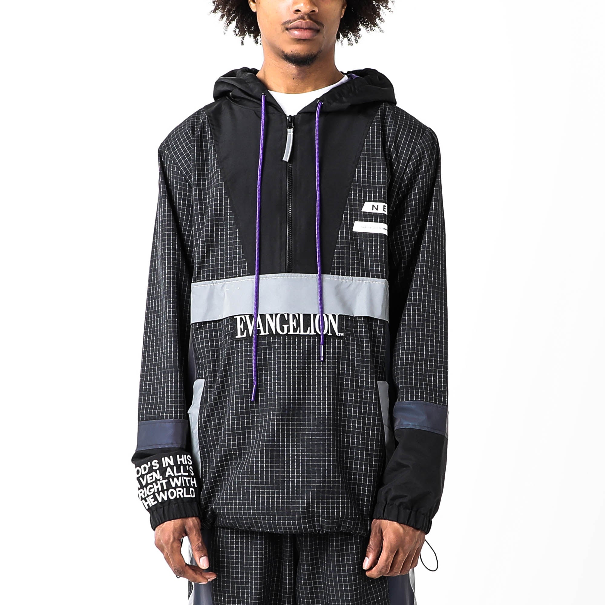 Eva Unit-01 Iridescent Reflective Black Anorak