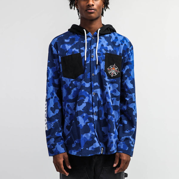 One Piece Straw Hat Crew Hooded Camo Flannel | Official Apparel