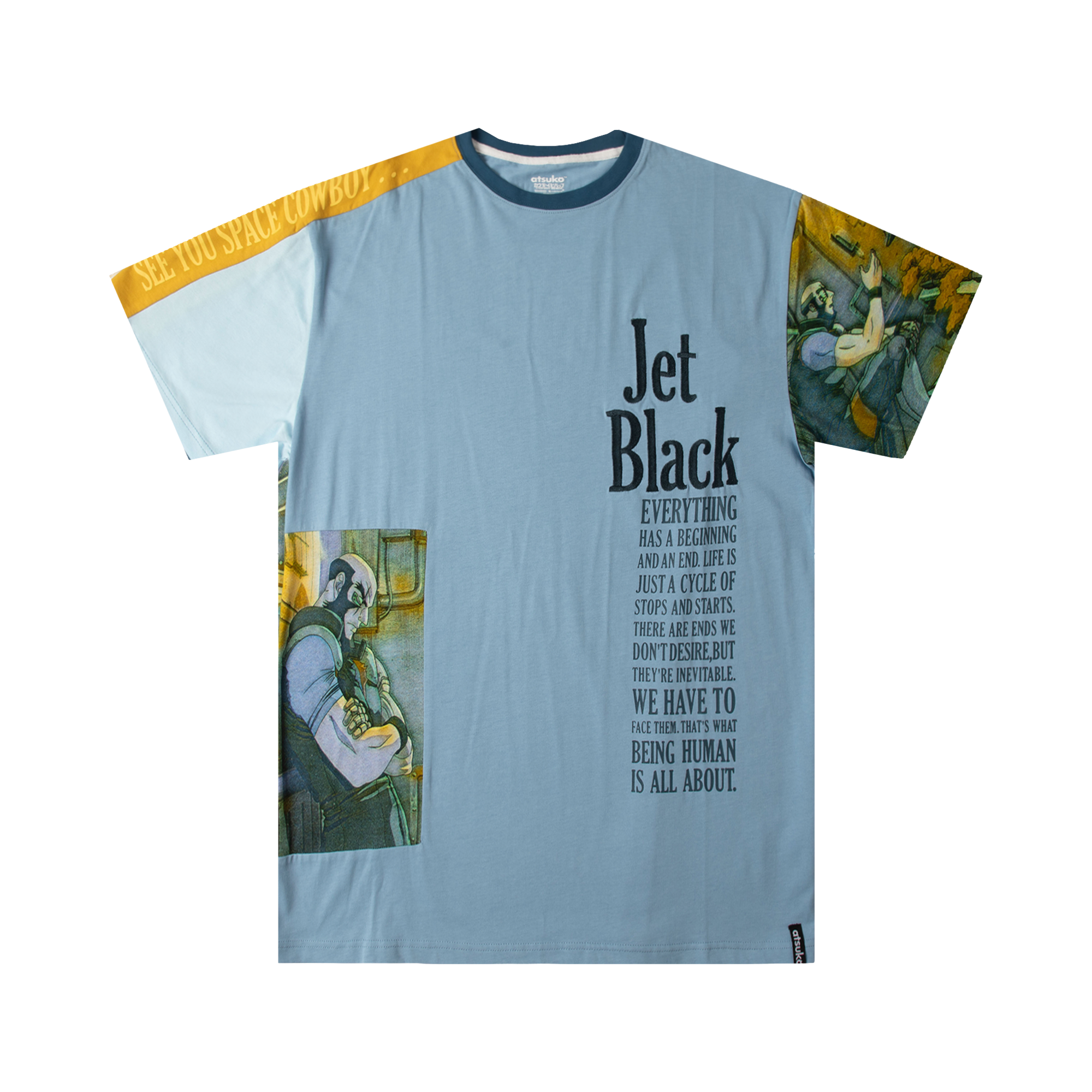 Jet Black Patchwork Panel Tee