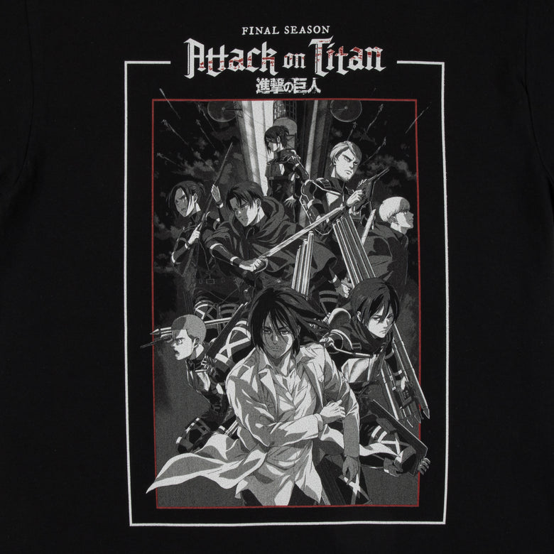 Attack On Titan Final Season Black and White Poster Black Tee, Official  Apparel & Accessories, Atsuko - Attack on Titan