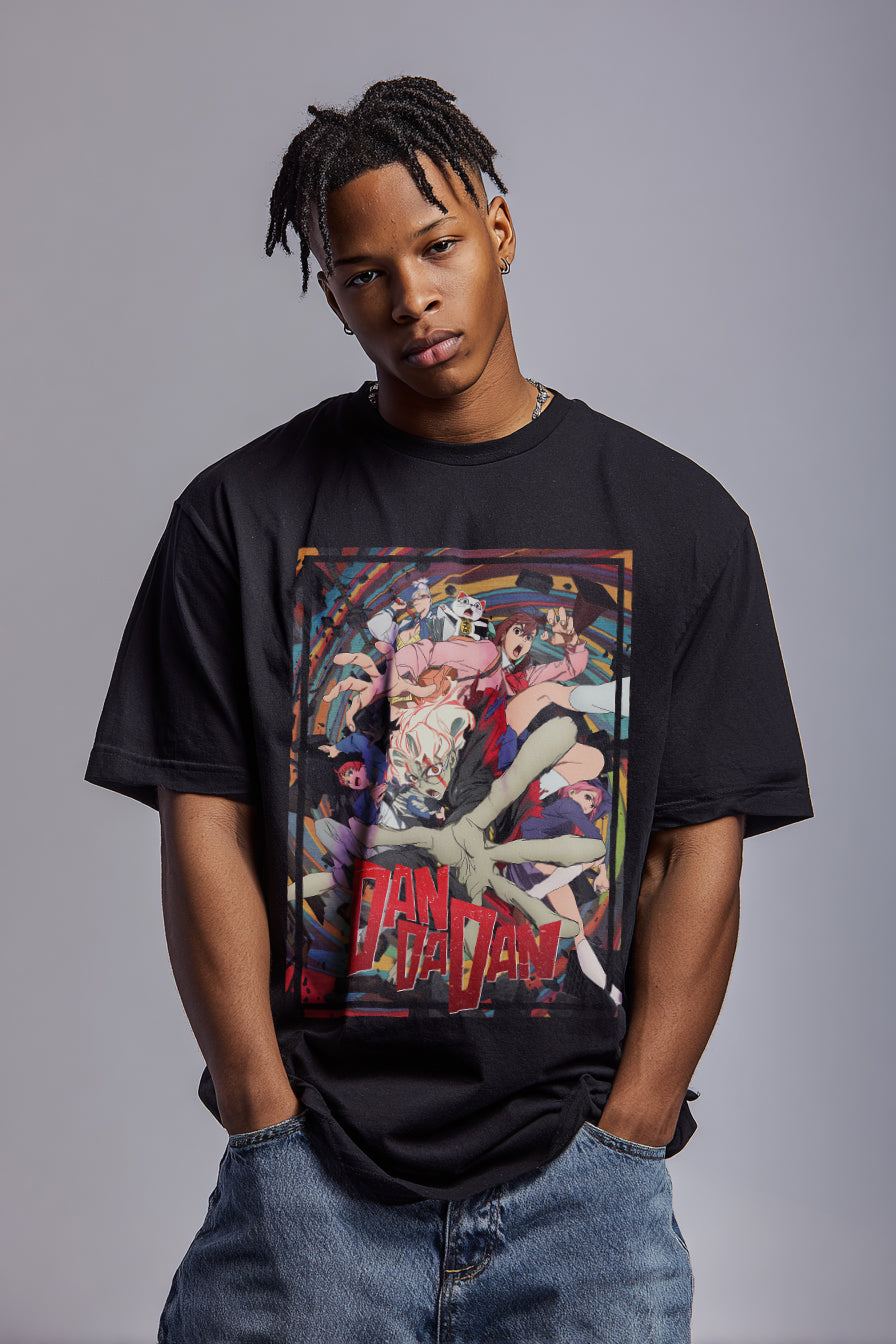 Dan Da Dan Characters Black Tee