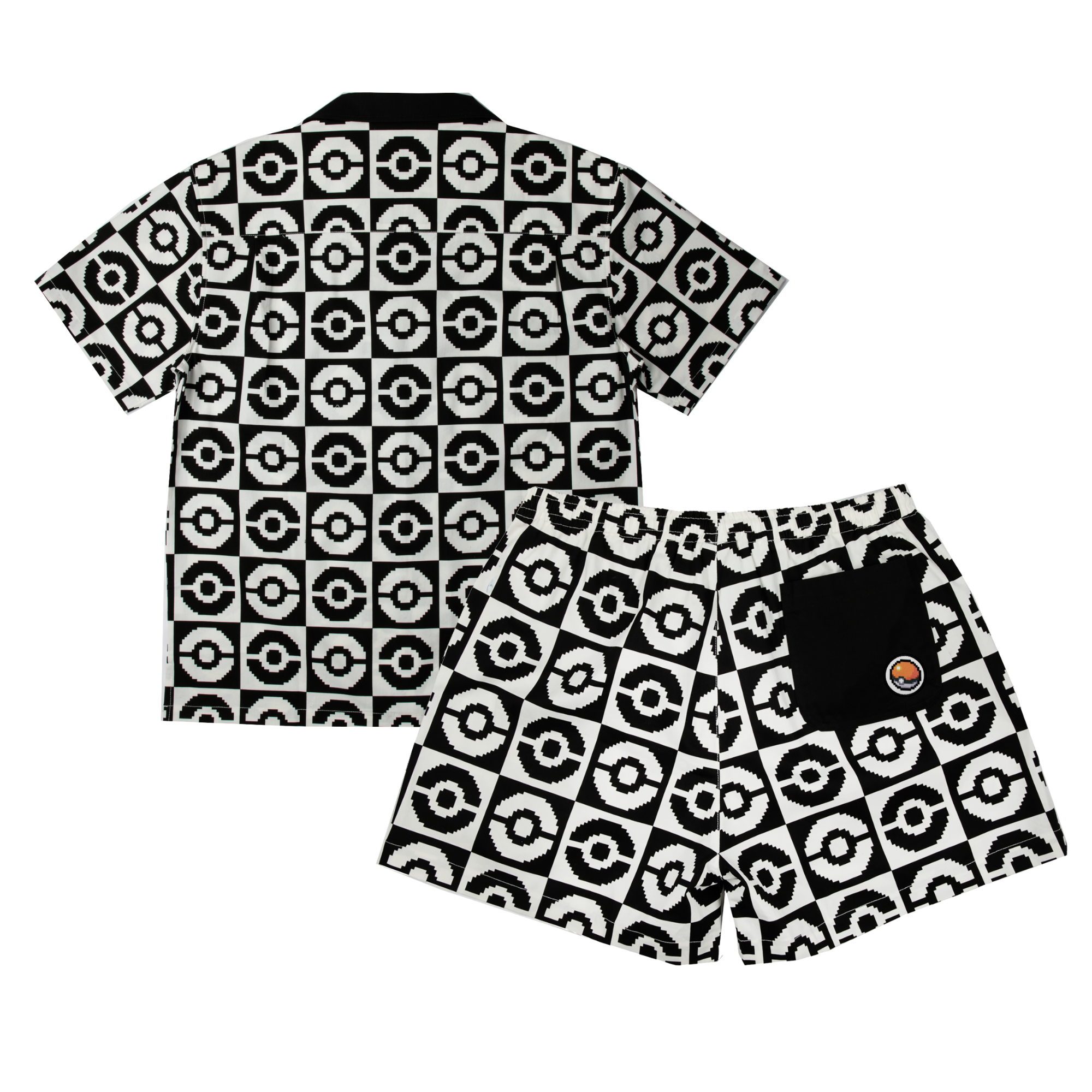 Poké Ball Allover Black & White Button-Down Set