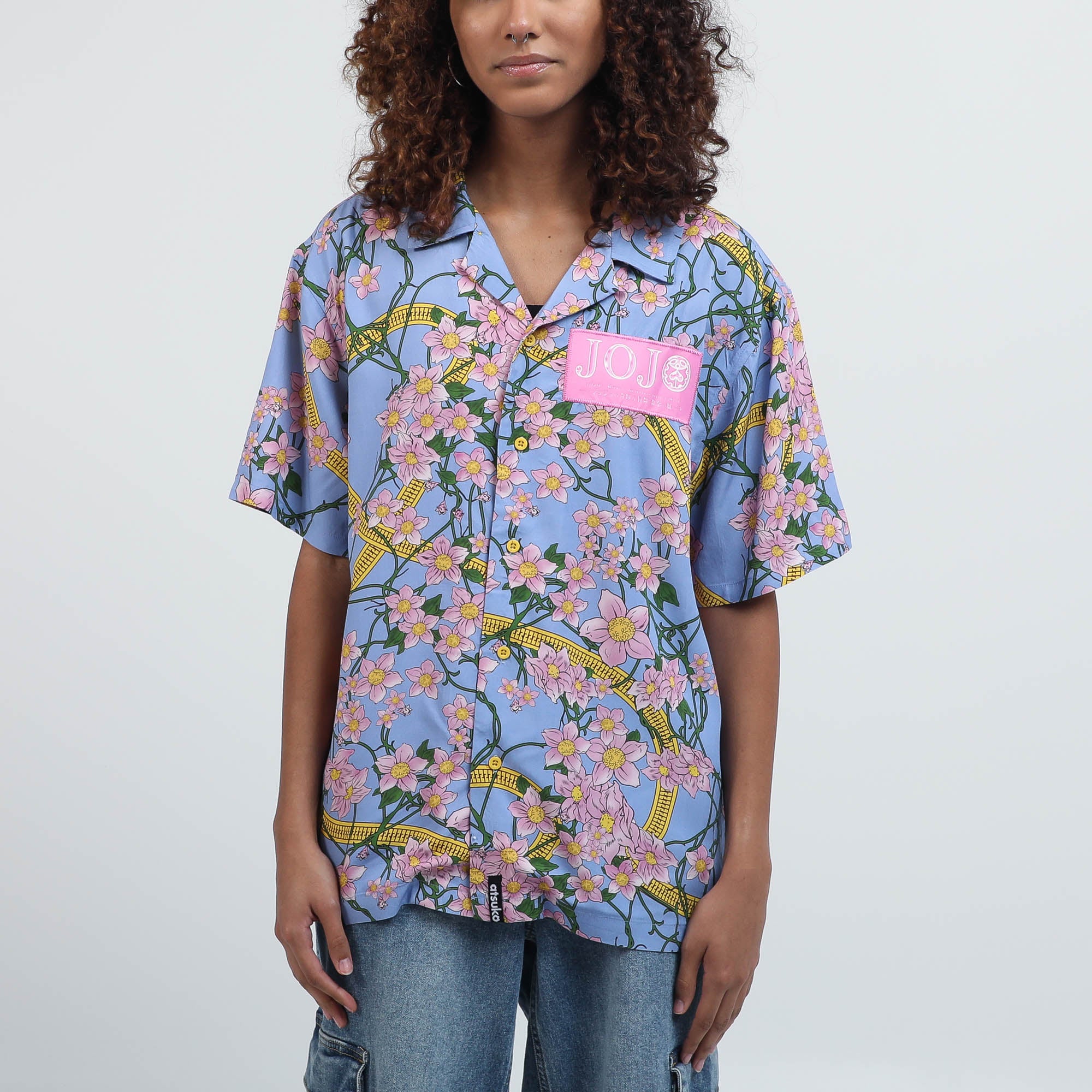 Golden Wind Giorno Floral Button-Down Shirt