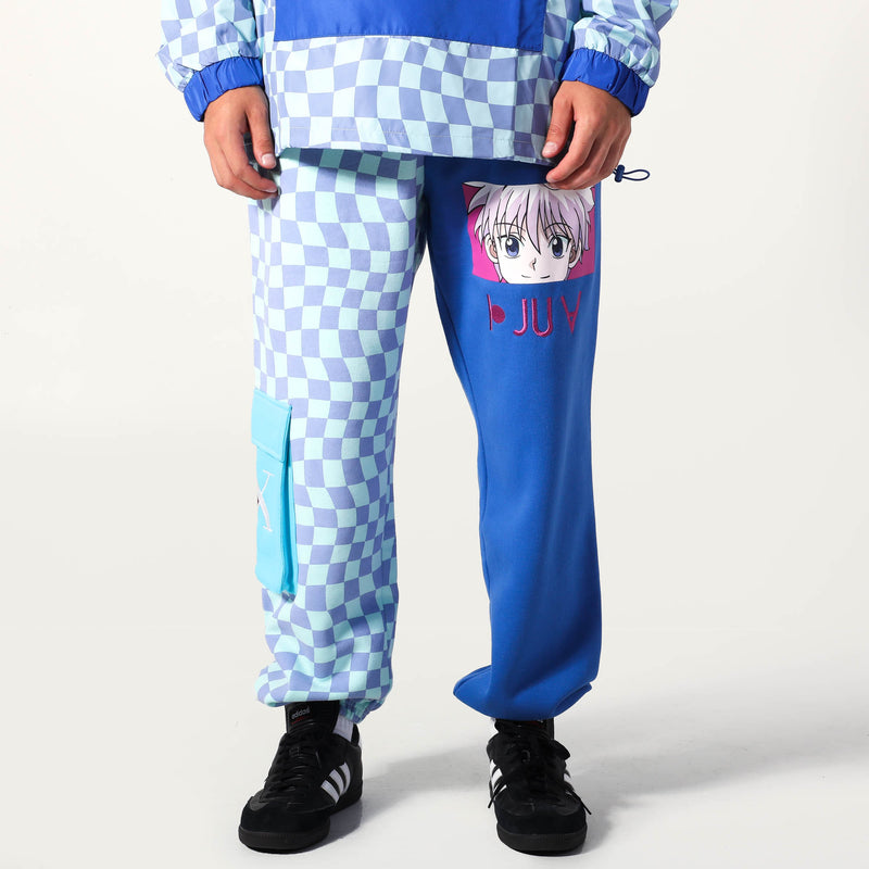 Killua Blue Split Checkered Sweatpants