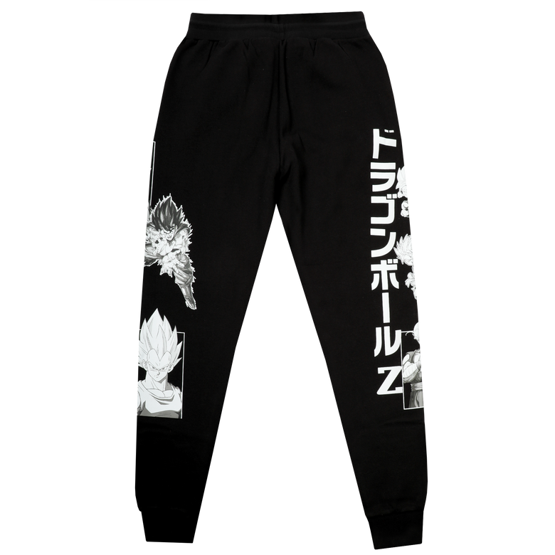 Dragon Ball Z Z Fighters Black and White Print on Black Joggers