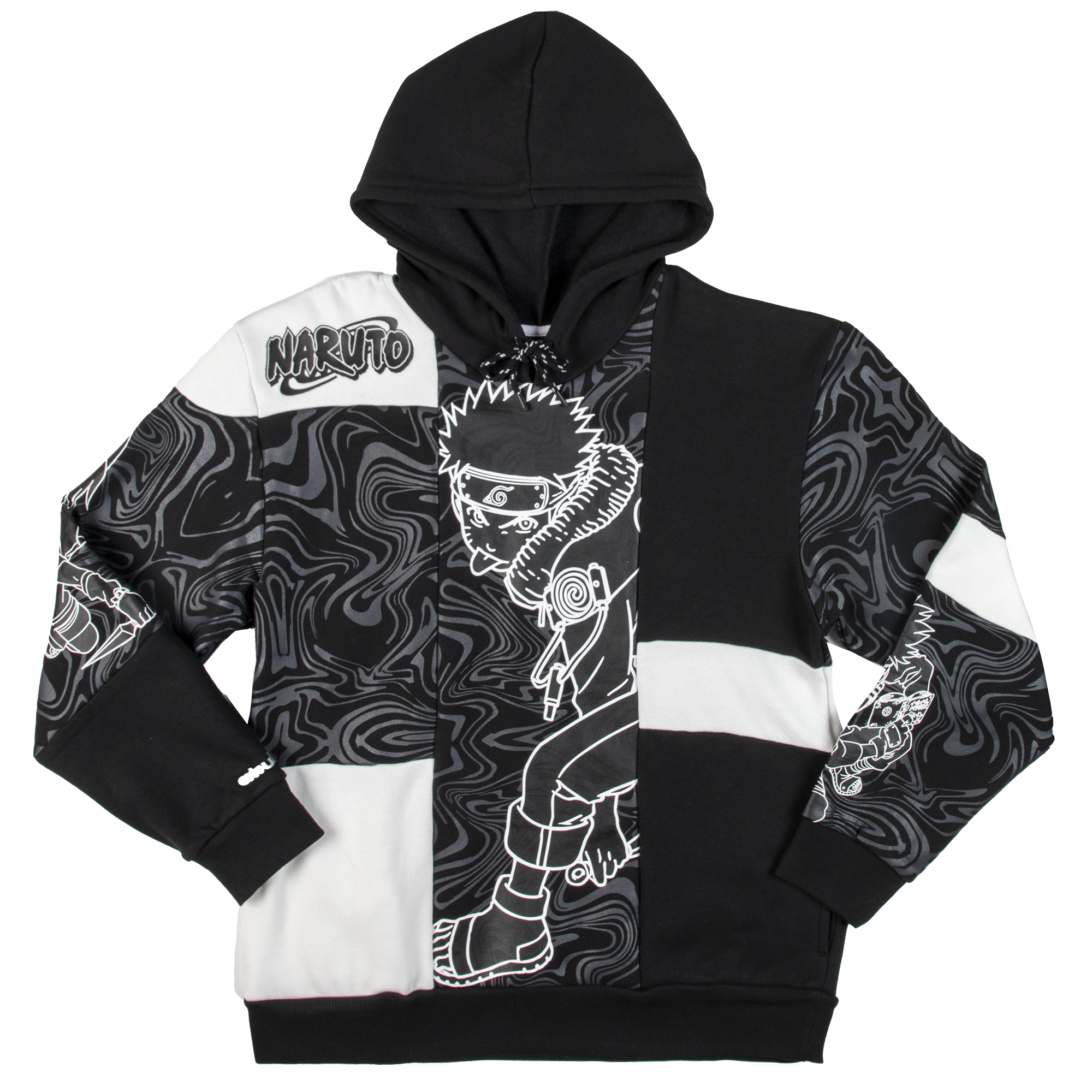 Patchwork Naruto Black Hoodie