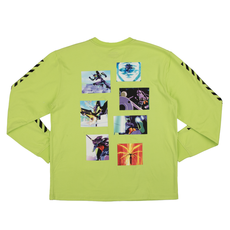 Eva Unit-01 Collage Lime Green Crew Neck Sweatshirt