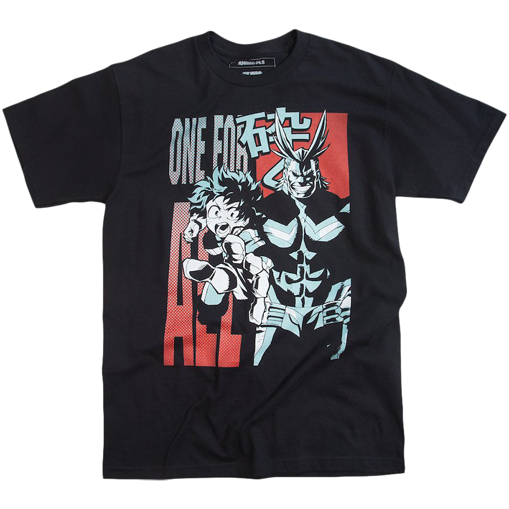 One For All Deku and All Might Black Tee