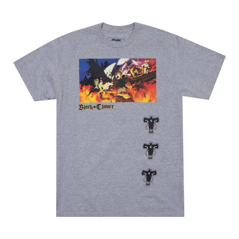 Black Bulls Fight Scene Heather Grey Tee