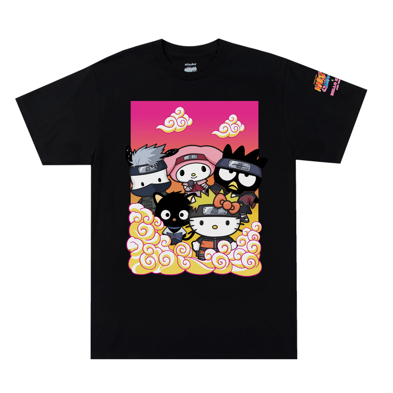 Hello Kitty and Friends x Naruto Clouds Black Tee
