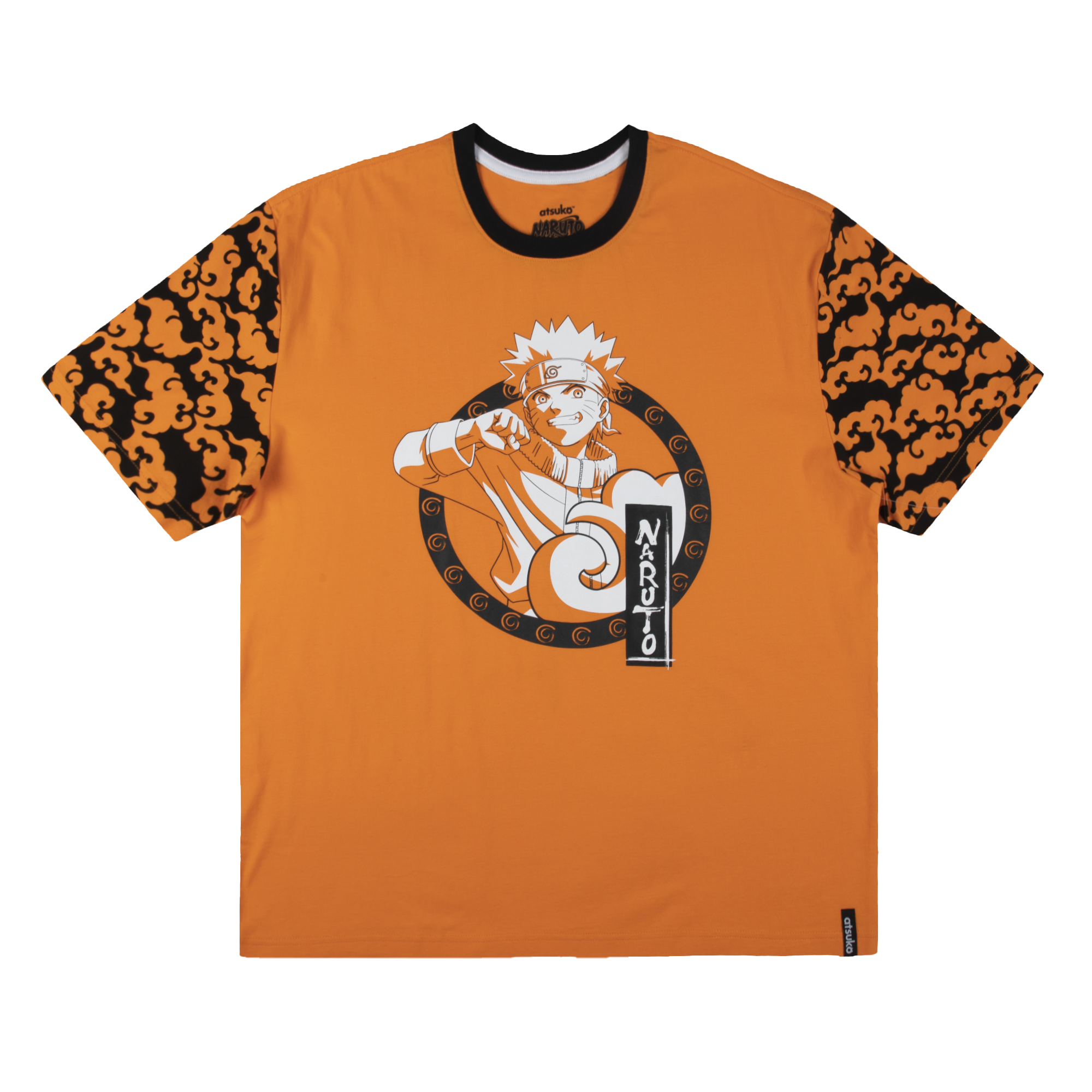 Naruto Pattern Sleeve Orange Tee