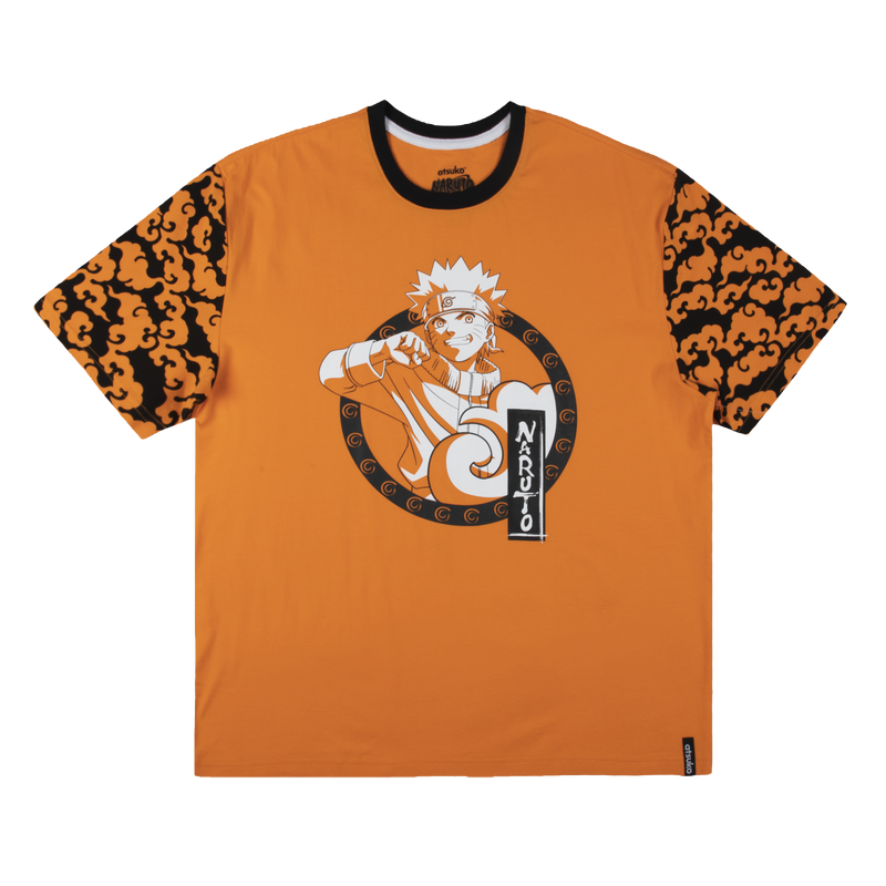 Naruto Pattern Sleeve Orange Tee
