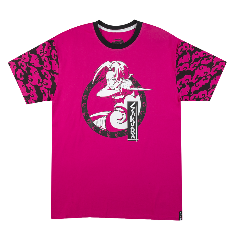Sakura Pattern Sleeve Pink Tee