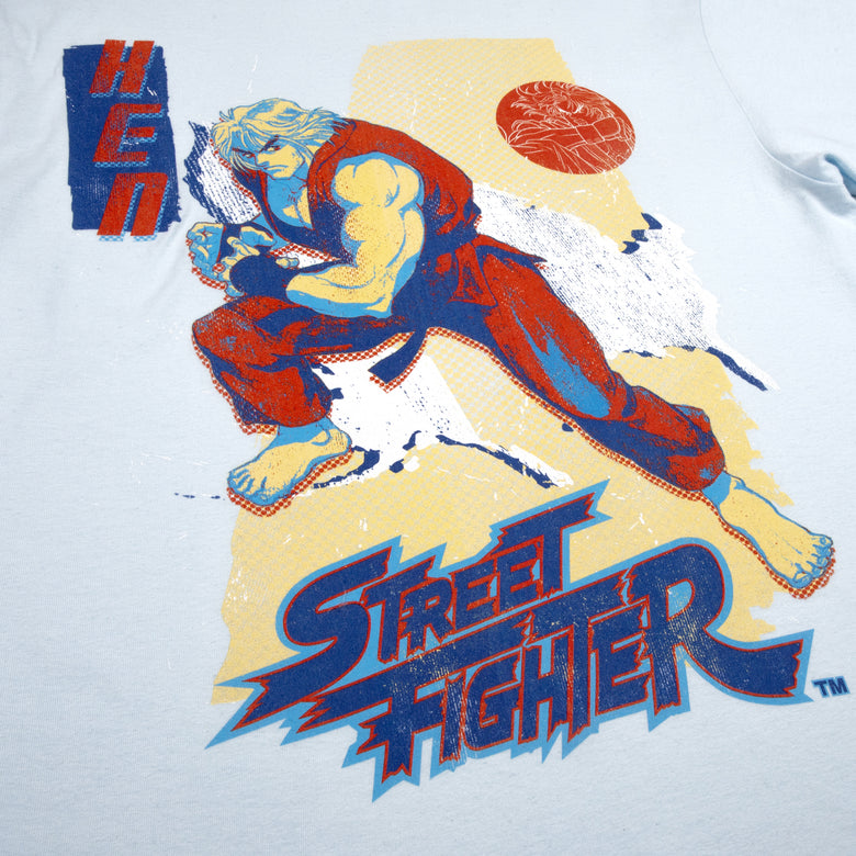 Street Fighter Ryu in Flame Mens Navy Blue Graphic Tee - S