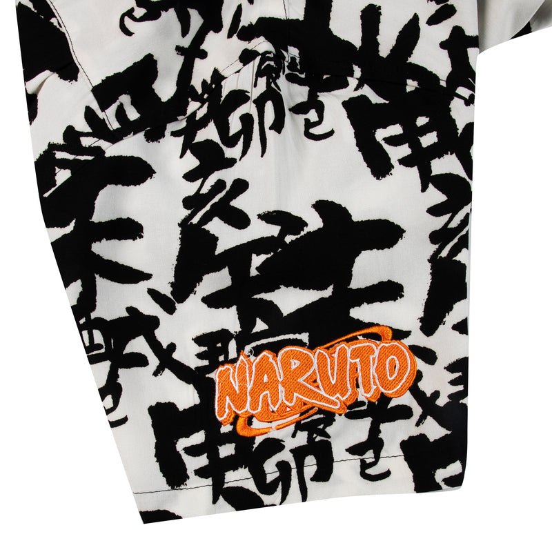 Naruto Allover Black & White Print Button Down Shirt
