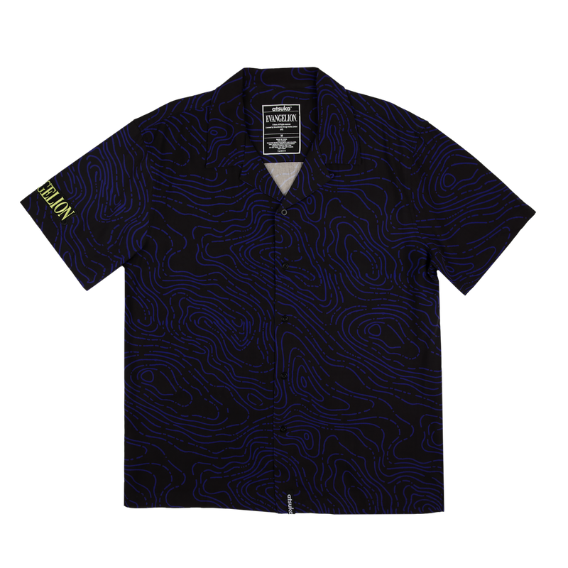 Eva Unit-01 Topography Print Purple Button-Down Shirt
